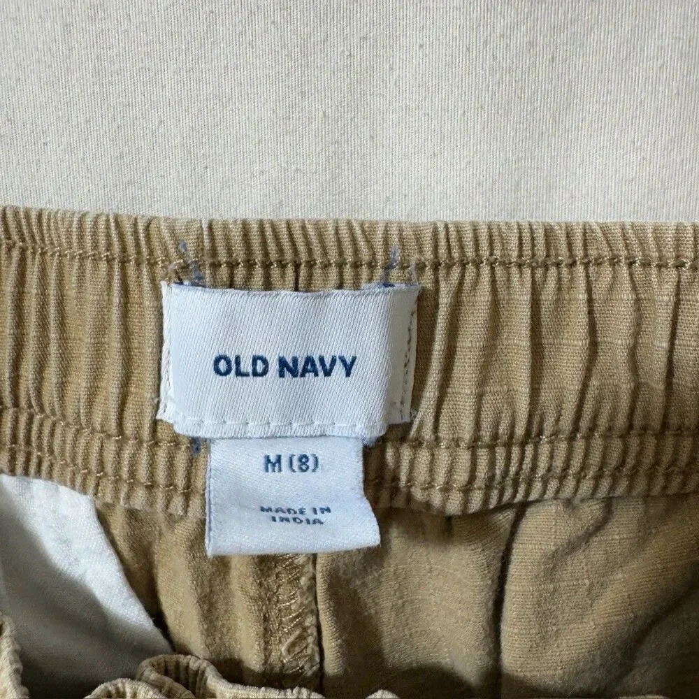 OLD NAVY Tan Khaki Cargo Jogger Pants Boys Medium 8 Tapered Utility Comfortable